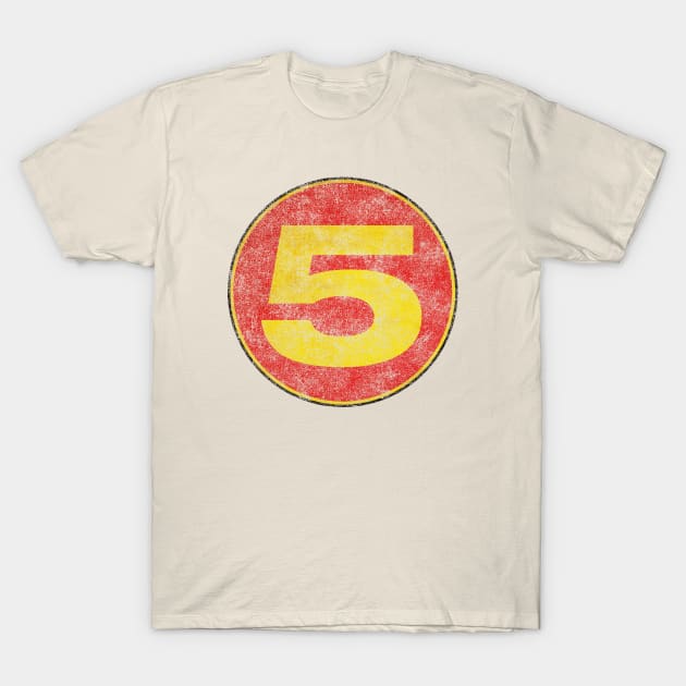 Retro Race Number 5 T-Shirt by den.make